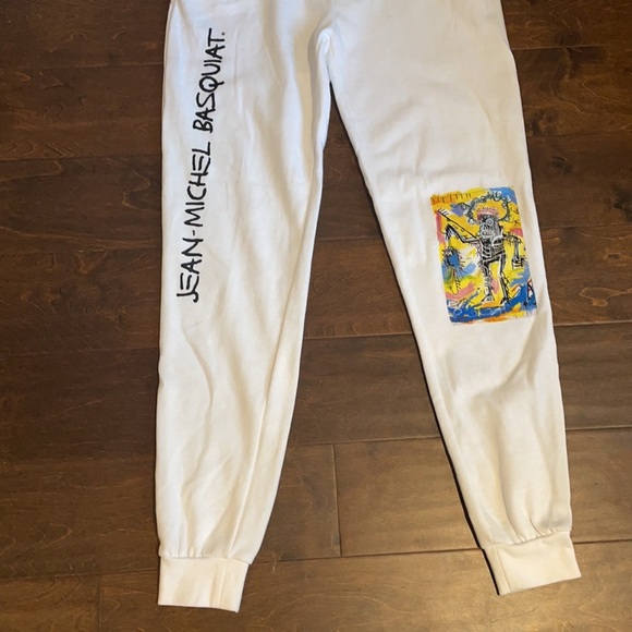 NEW Jean-Michel Basquiat Sweatpants Men's  White Painting Art - Picture 4 of 4